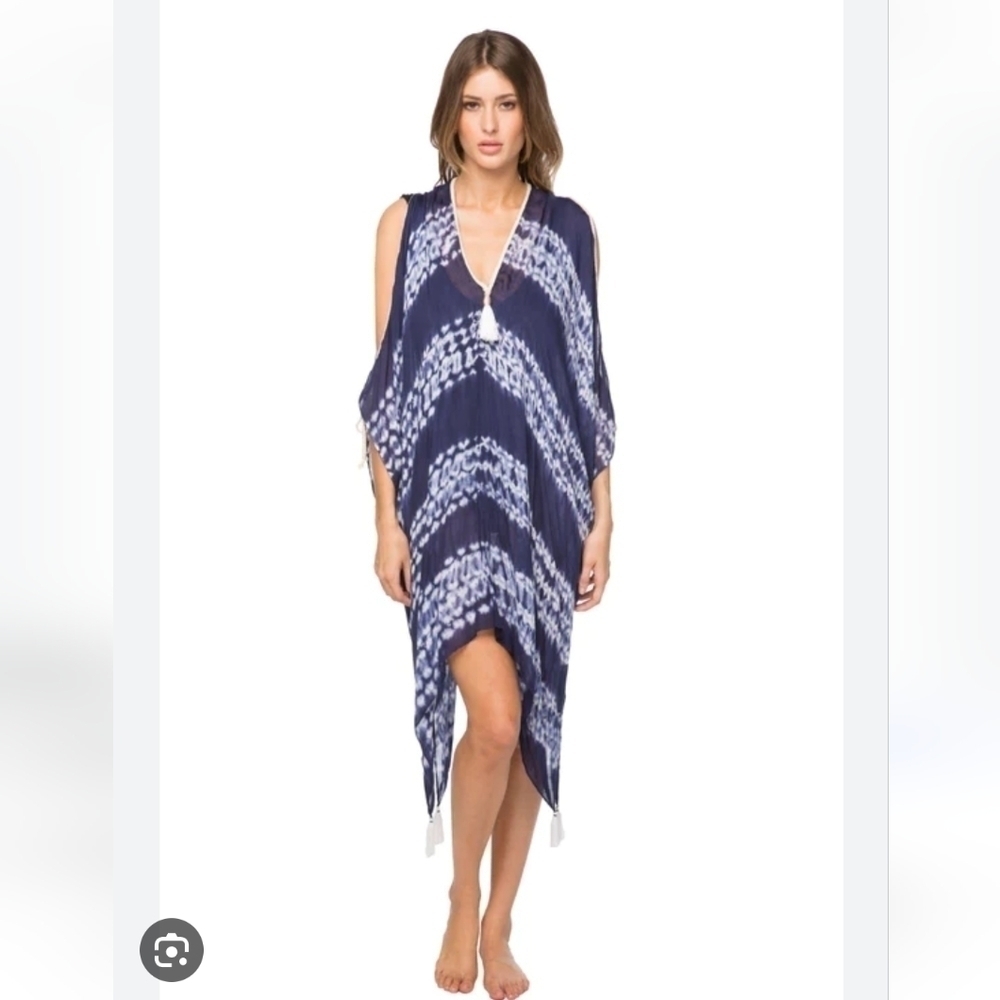 Pool To Party By Subtle Luxury Open Shoulder Dress Swim Cover Boho Tie Dye